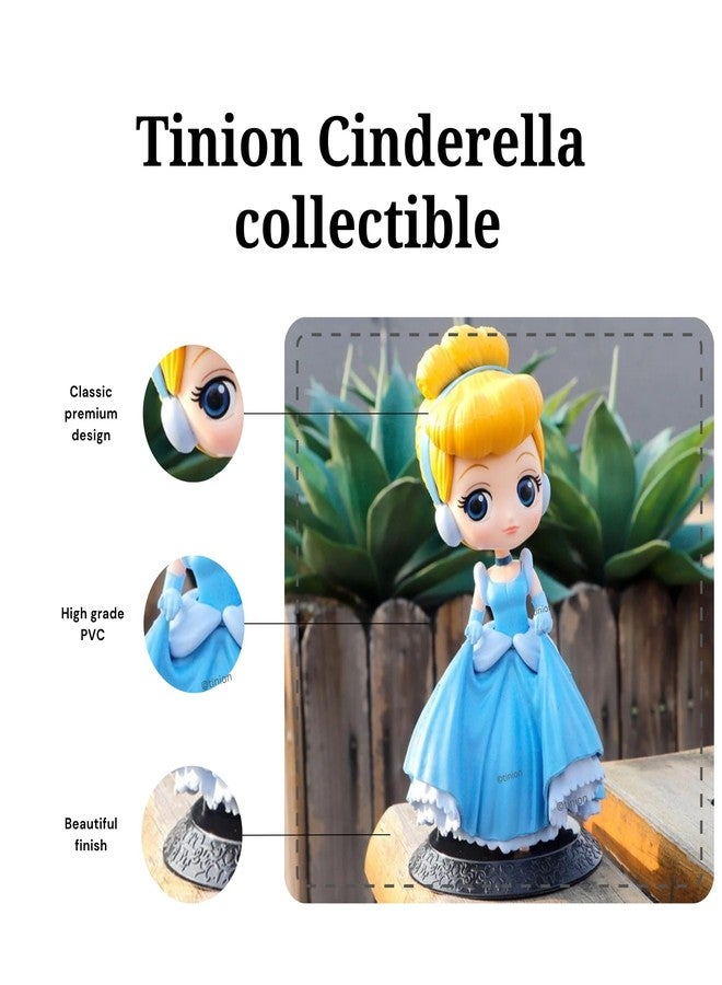 Tinion تينيون || مجسم سندريلا (ديزني) مصنوع من كلوريد البولي فينيل، إصدار خاص، مناسب للوحة القيادة في السيارة، أو كزينة، أو لتزيين الكيك، أو على مكتب العمل، أو طاولة الدراسة (عبوة من قطعة واحدة، ارتفاع 16 سم) - Image 2